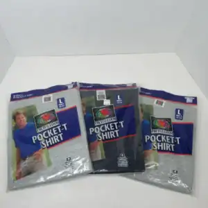 Men's pocket t-shirts in size L, available in blue and grey, from Fruit of the Loom in Kuala Lumpur.
